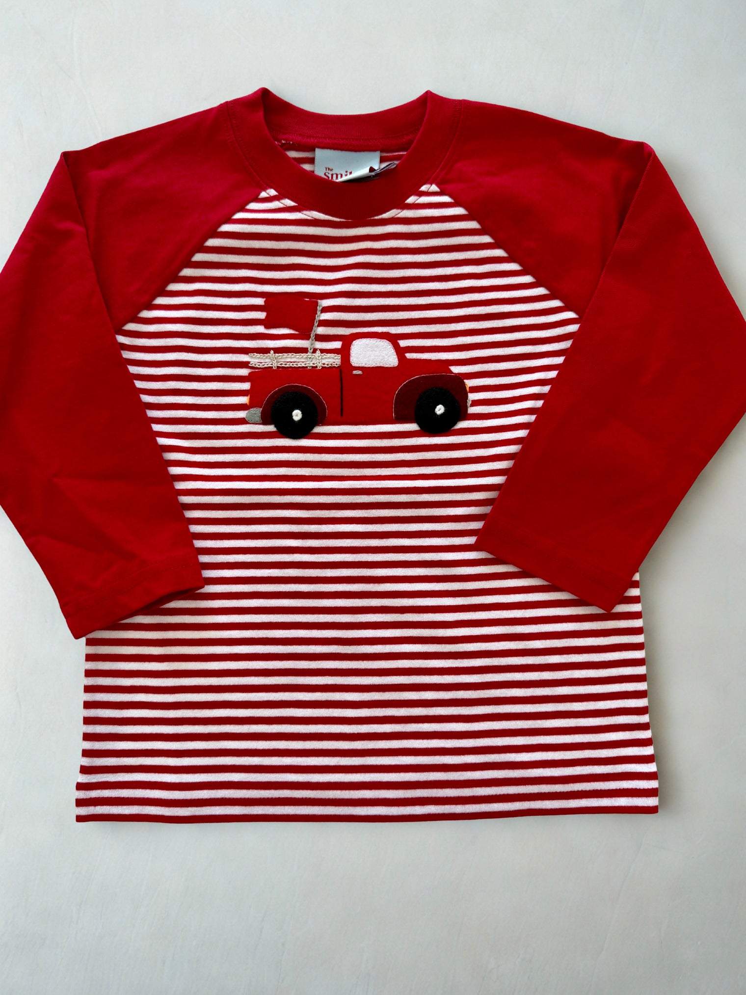 Red Striped T-Shirt with a Truck