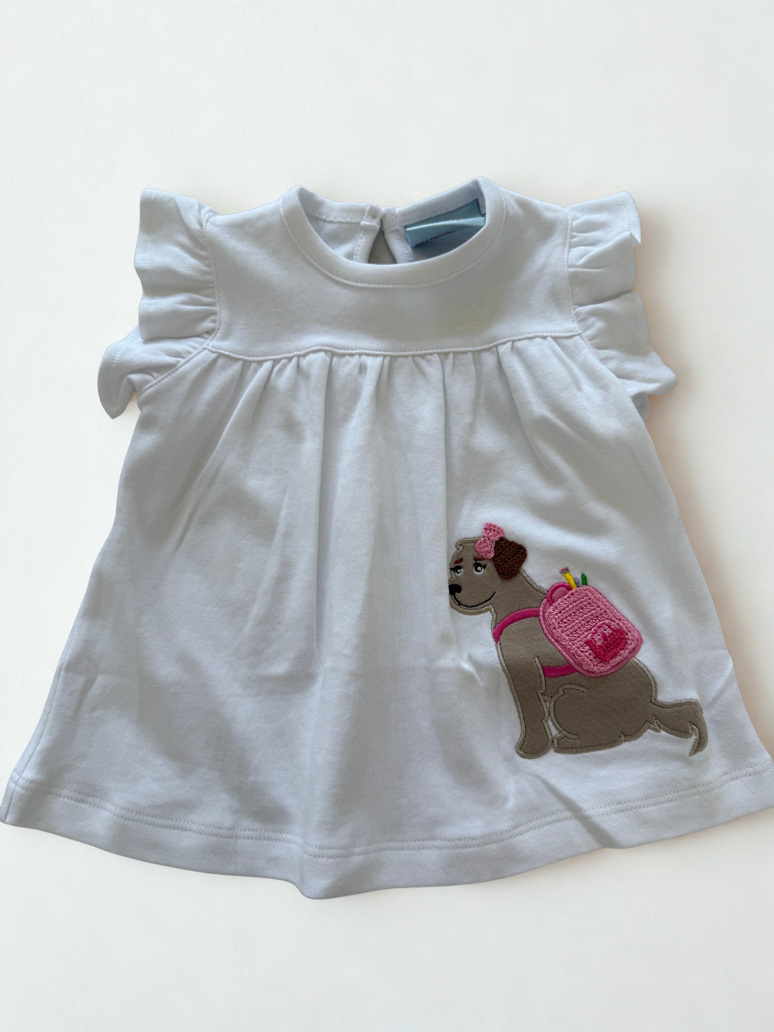 White Shirt with Dog Carrying Backpack