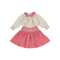 Marie Set Pink Smocked Skirt & Blouse