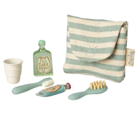 Toothbrush Set in Bag, Mouse - Blue Stripe