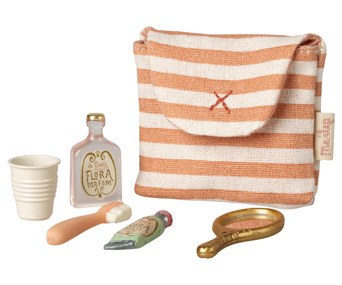 Toothbrush Set in Bag, Mouse - Coral Stripe