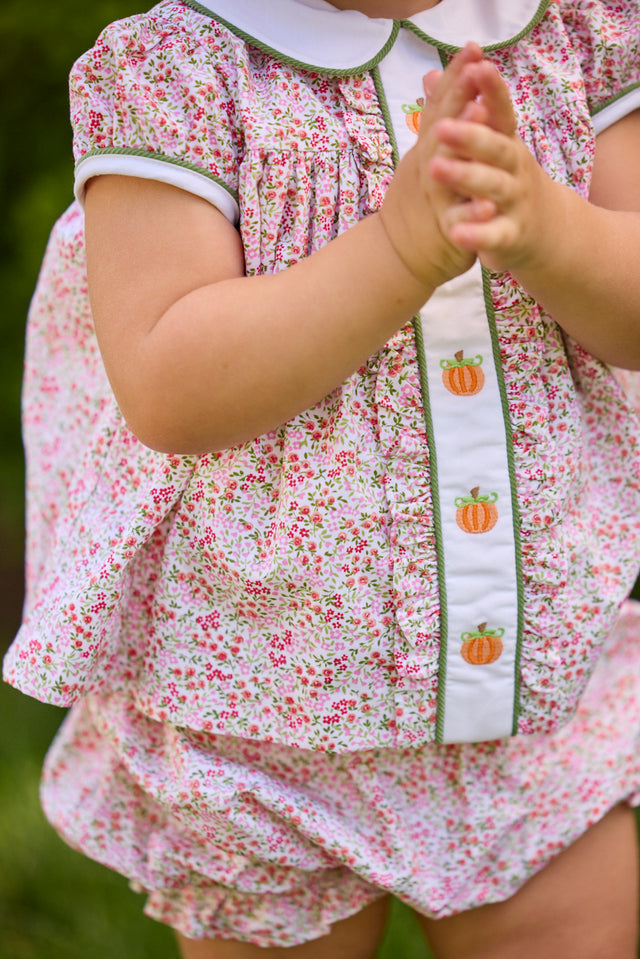 Ruffled Sally Bloomer Set - Pumpkins