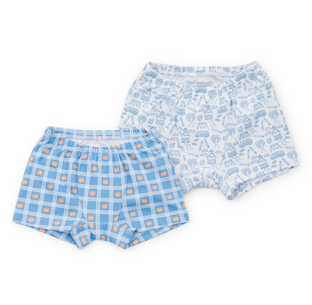 James Boys Underwear Set Pumpkin Plaid/School Days Blue