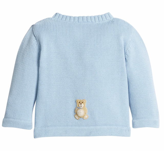 Crochet Cardigan - Blue Teddy Bear