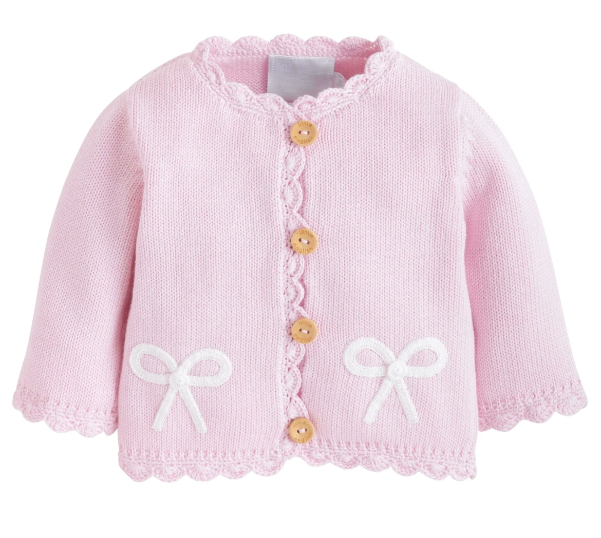 Crochet Cardigan Pink Bow