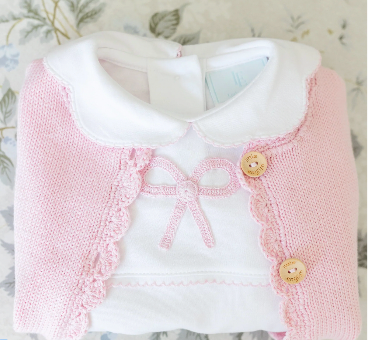 Crochet Cardigan Pink Bow
