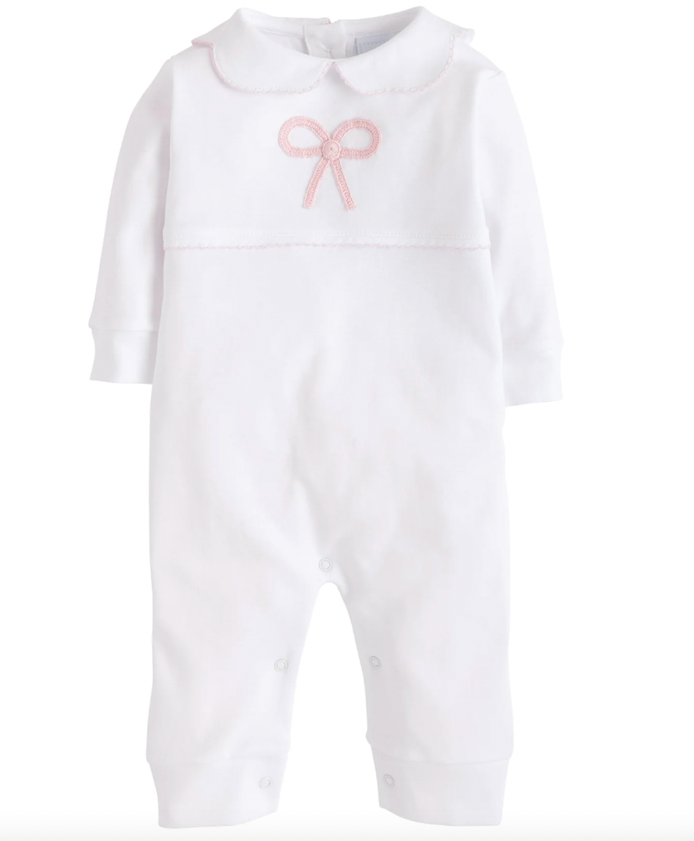 Crochet Playsuit - Pink Bow