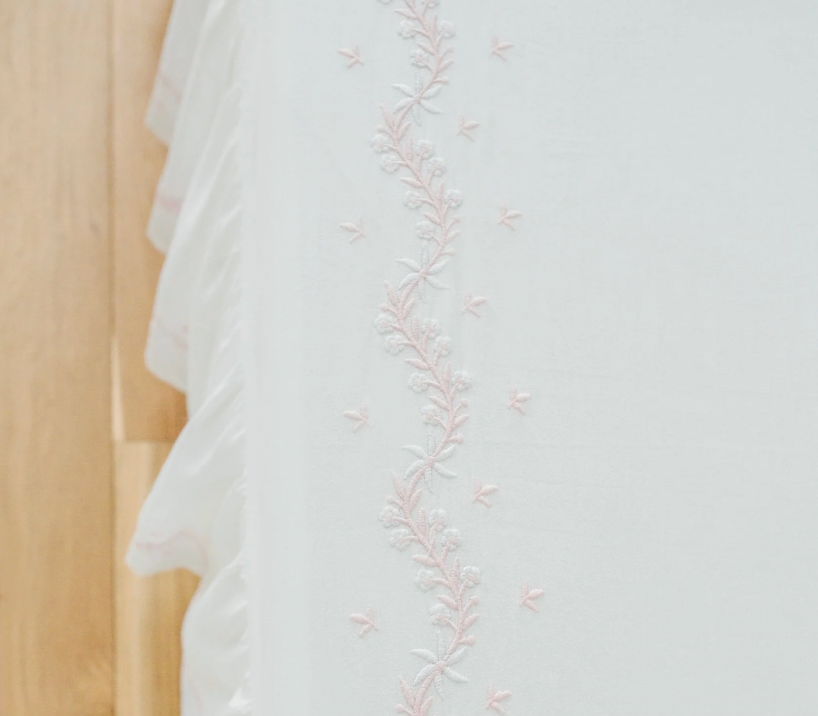 Embroidered Crib Sheet - Blush