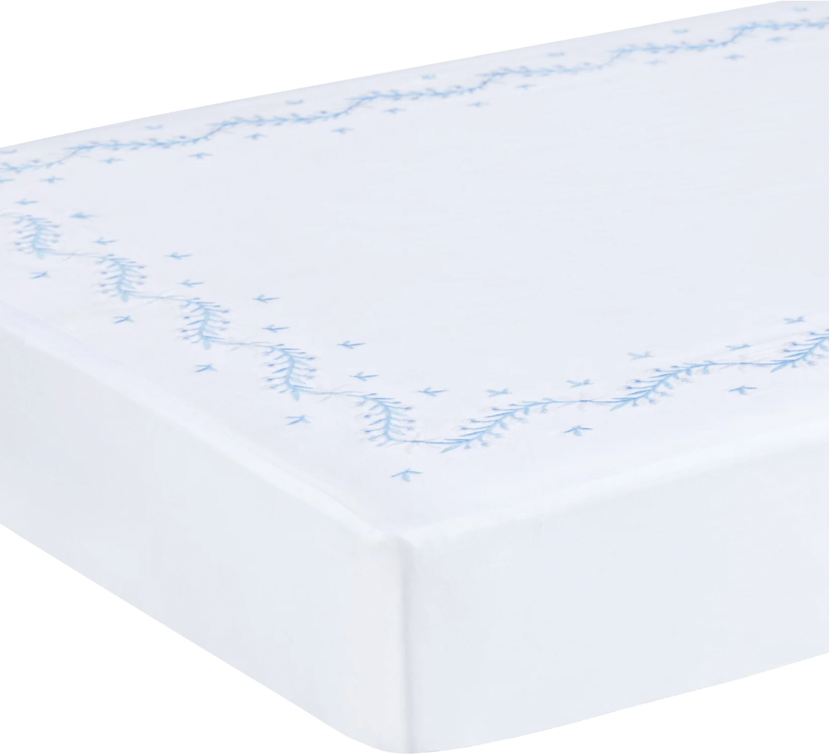 Embroidered Crib Sheet - Sky