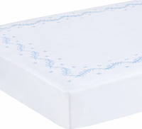 Embroidered Crib Sheet - Sky