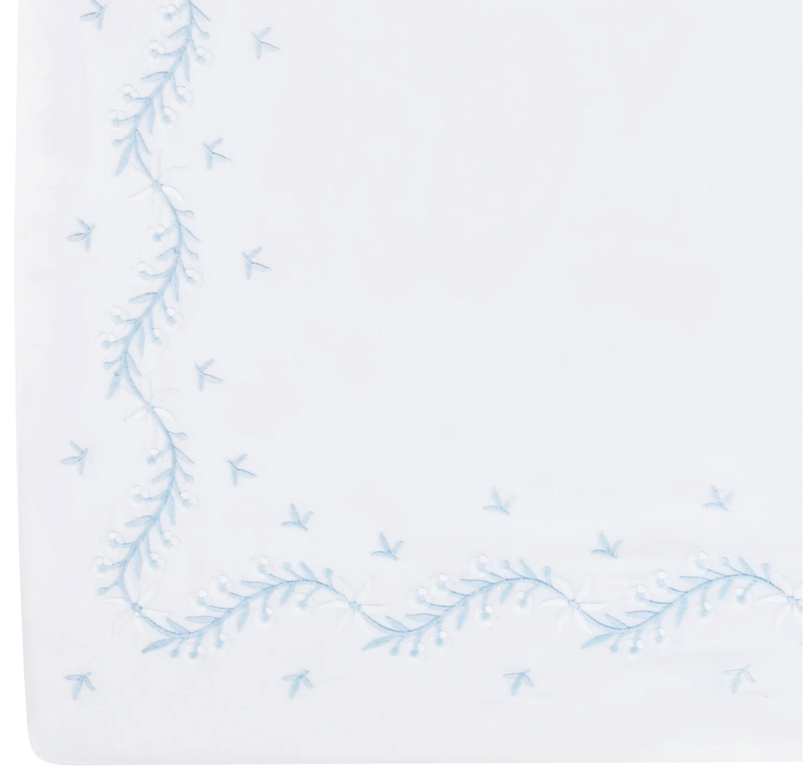 Embroidered Crib Sheet - Sky