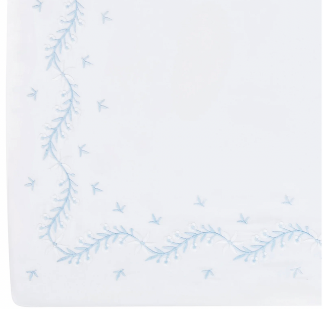 Embroidered Crib Sheet - Sky