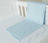 Embroidered Crib Sheet - Sky