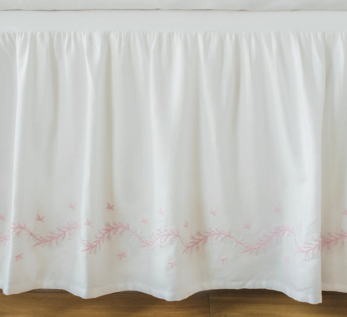 Embroidered Crib Skirt - Blush