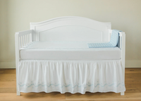 Embroidered Crib Skirt - Sky