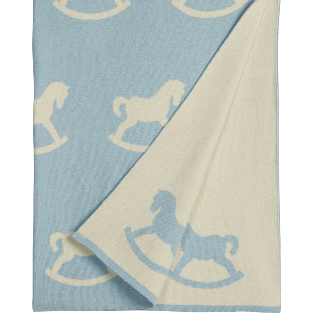 Nursery Blanket - Blue Rocking Horse