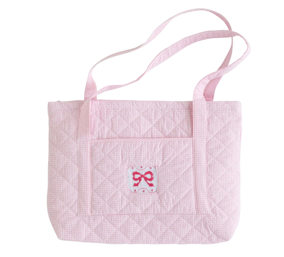 Quilted Tote - Pink Bow