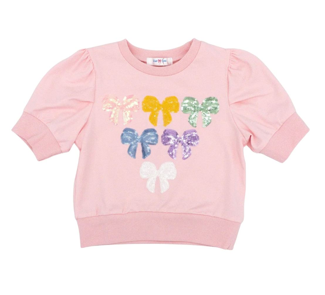 Sequin Bows Puff Sleeve Top
