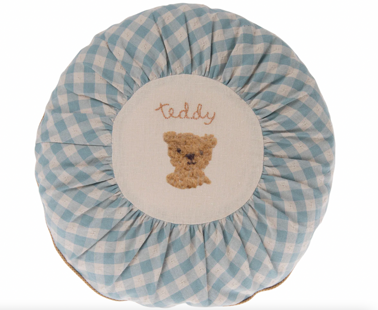 Small Round Cushion - Teddy/Checked