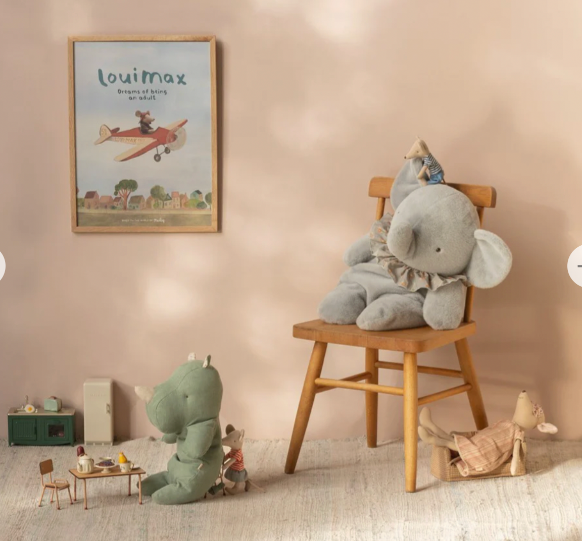 Big Elephant Plush - Blue/Grey