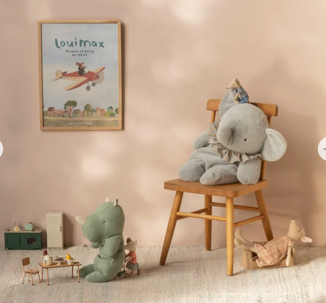 Big Elephant Plush - Blue/Grey