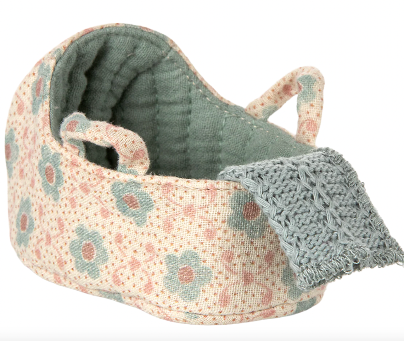 Maileg Carry Cot , Baby Mouse Size-Blue