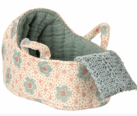 Maileg Carry Cot , Baby Mouse Size-Blue