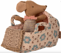 Maileg Carry Cot, Baby Mouse Size- Rose