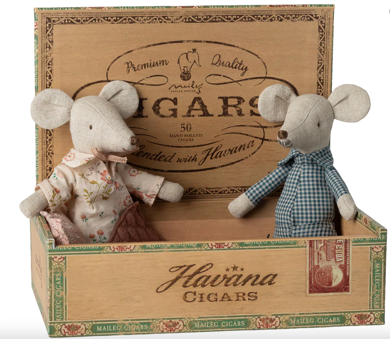 Maileg Grandma & Grandpa In A Cigar Box