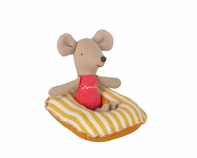 Maileg Rubber Boat, Small Mouse Yellow stripe
