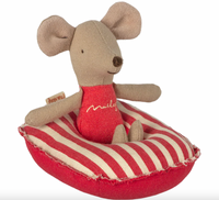 Maileg Rubber Boat, Small Mouse-Red Striped