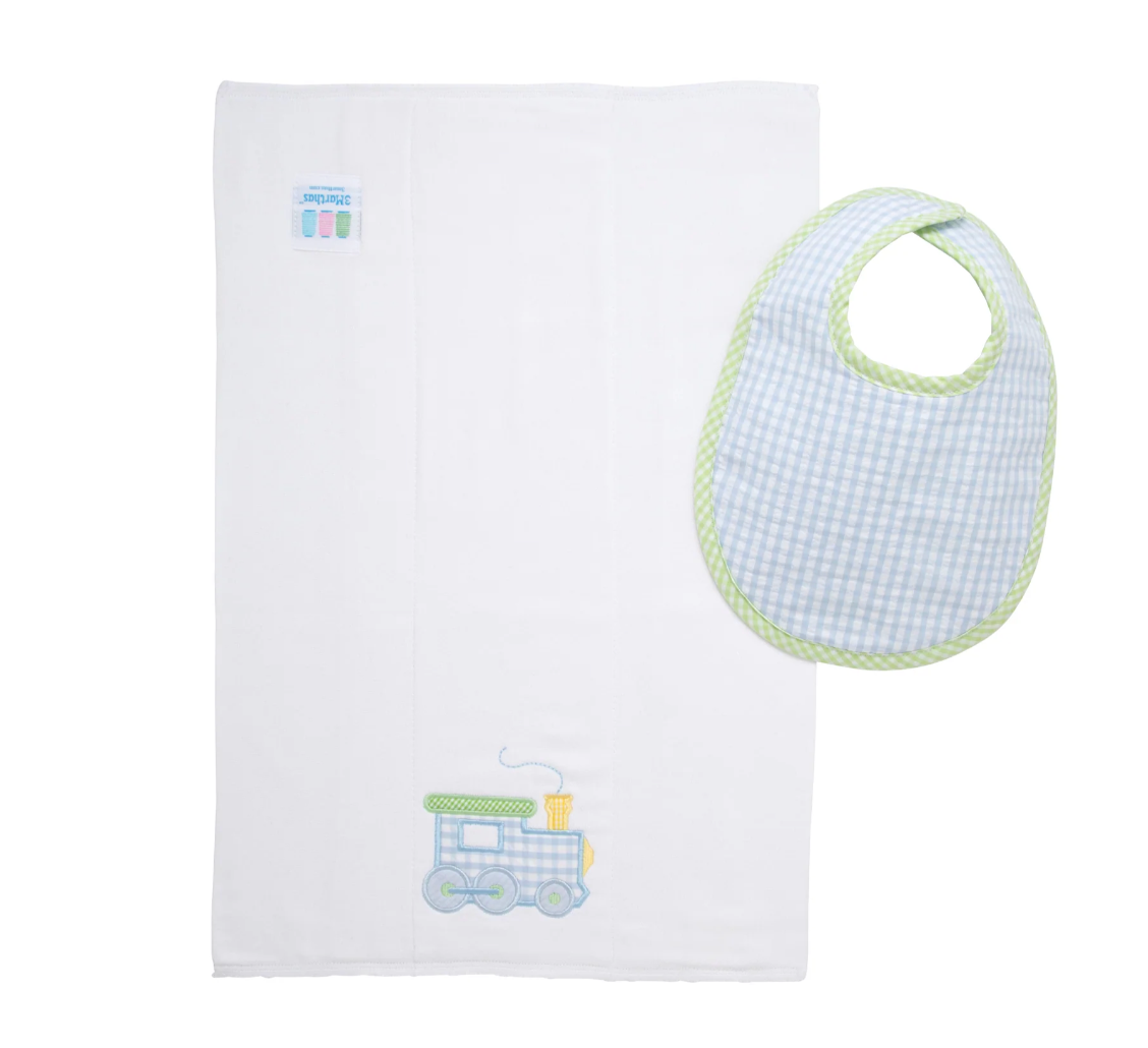 Train Basic Bib & Burp Boxed Set