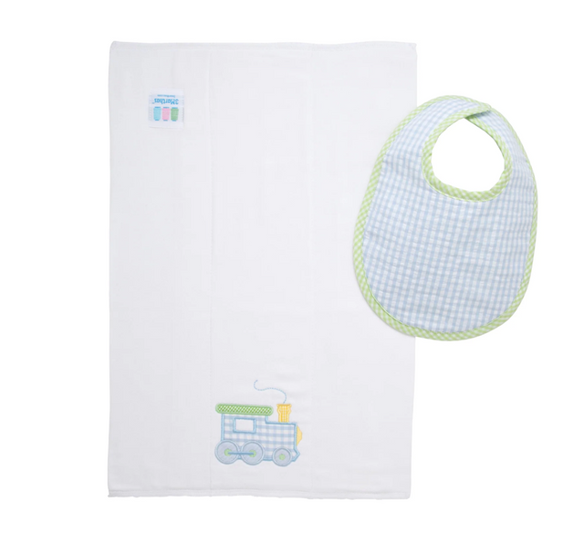 Train Basic Bib & Burp Boxed Set