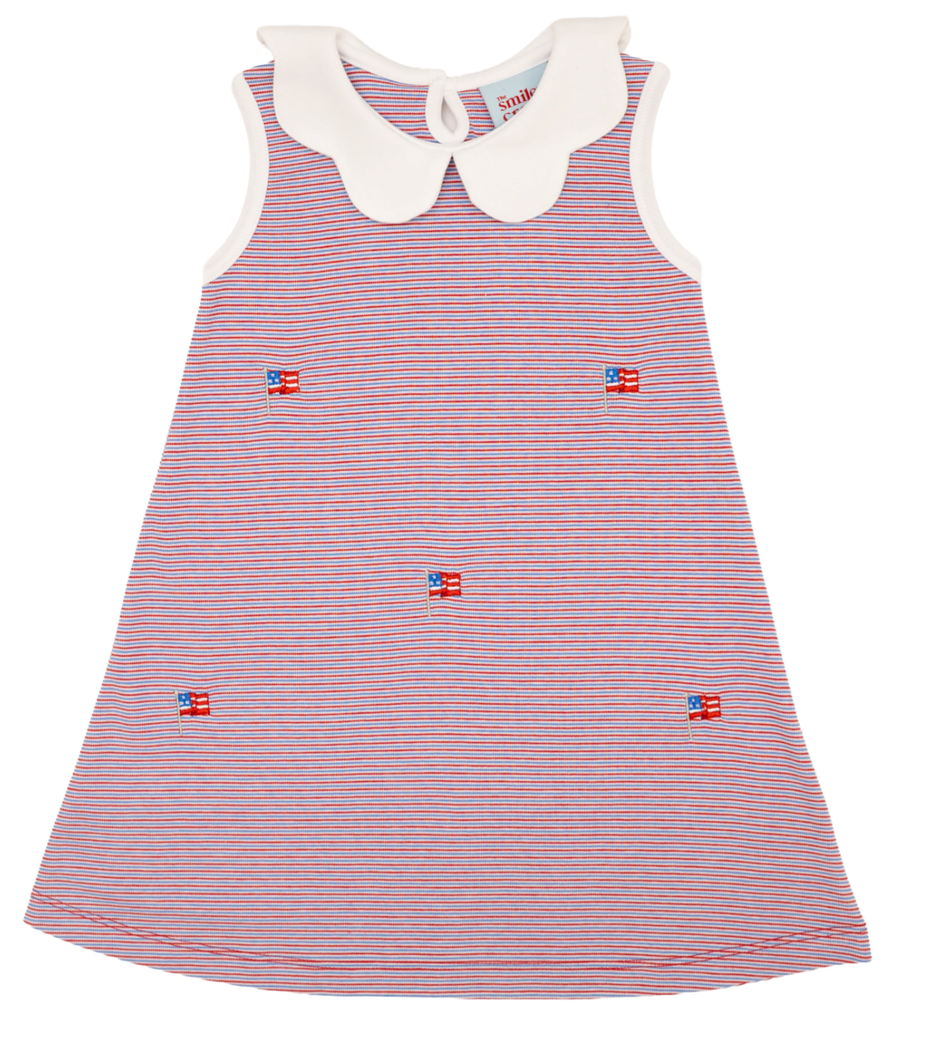 Girls Scalloped Collar Embroidery American Flag Dress