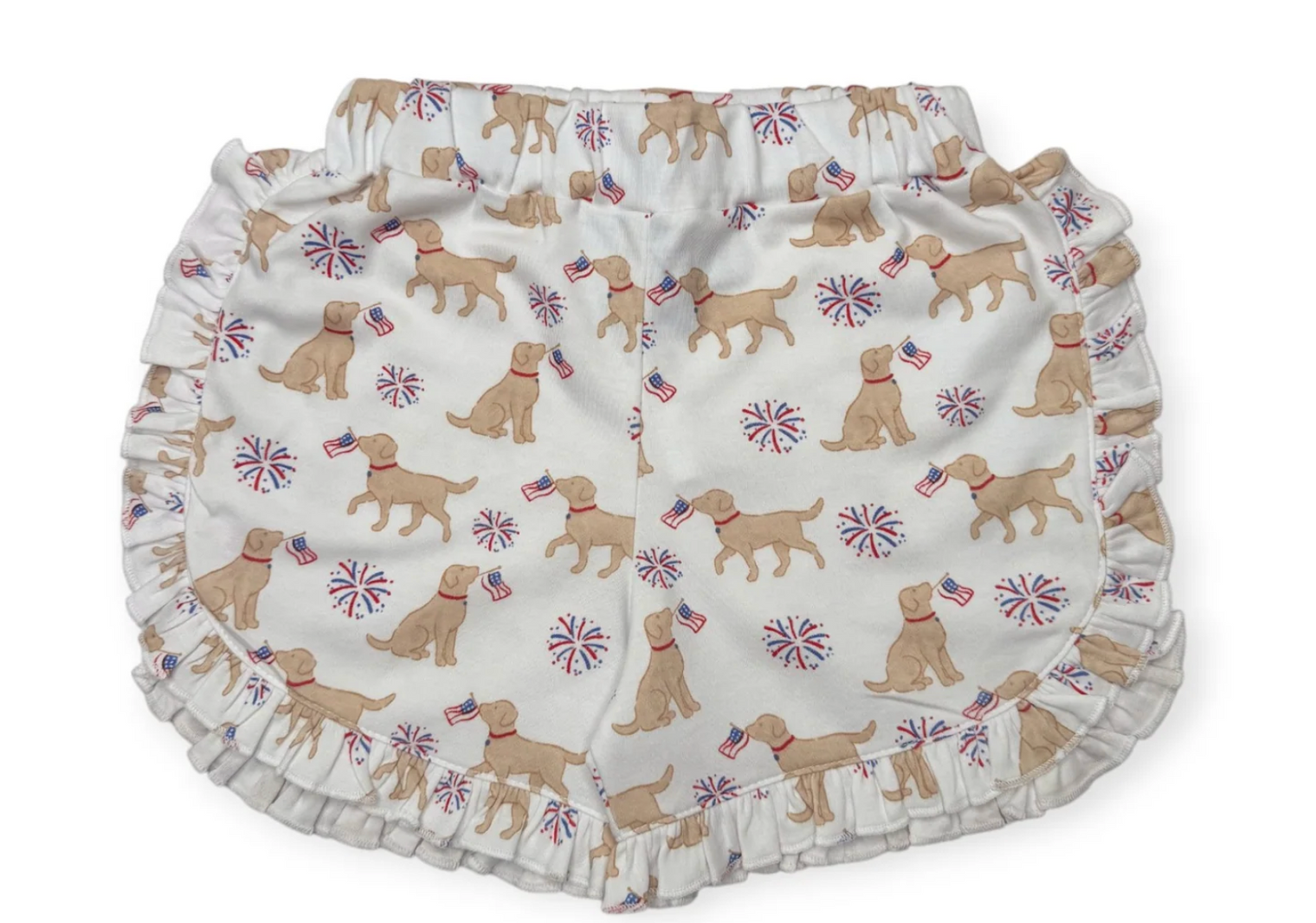 Girls Patriotic Pup Ruffled Shorts