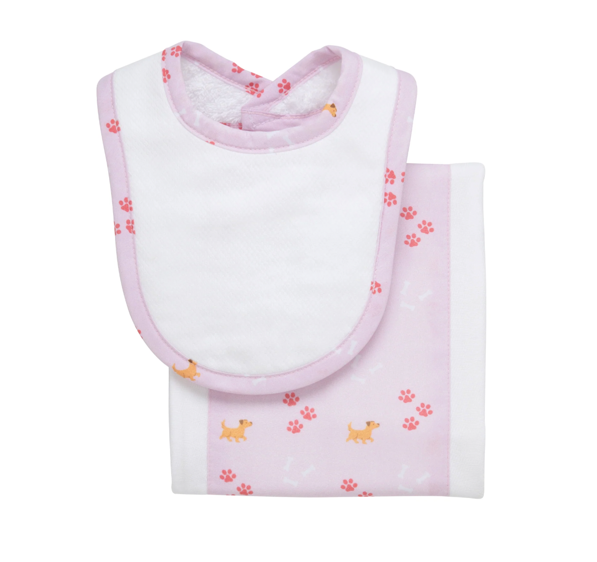 Puppy Drooler Bib & Burp Set, Pink