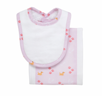 Puppy Drooler Bib & Burp Set, Pink