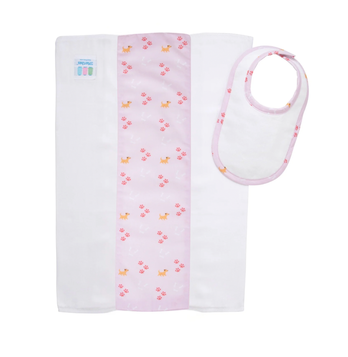 Puppy Drooler Bib & Burp Set, Pink