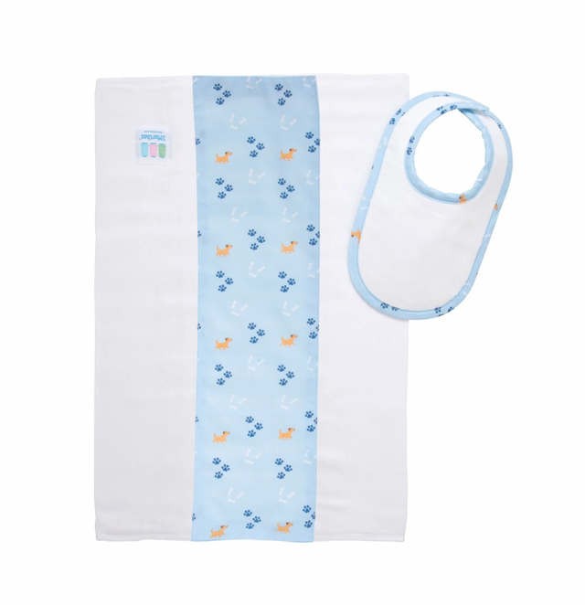 Puppy Drooler Bib & Burp Set, Blue