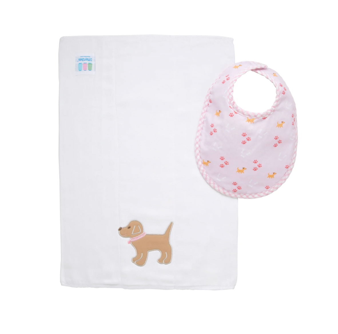 Puppy Basic Bib & Burp Boxed Set, Pink