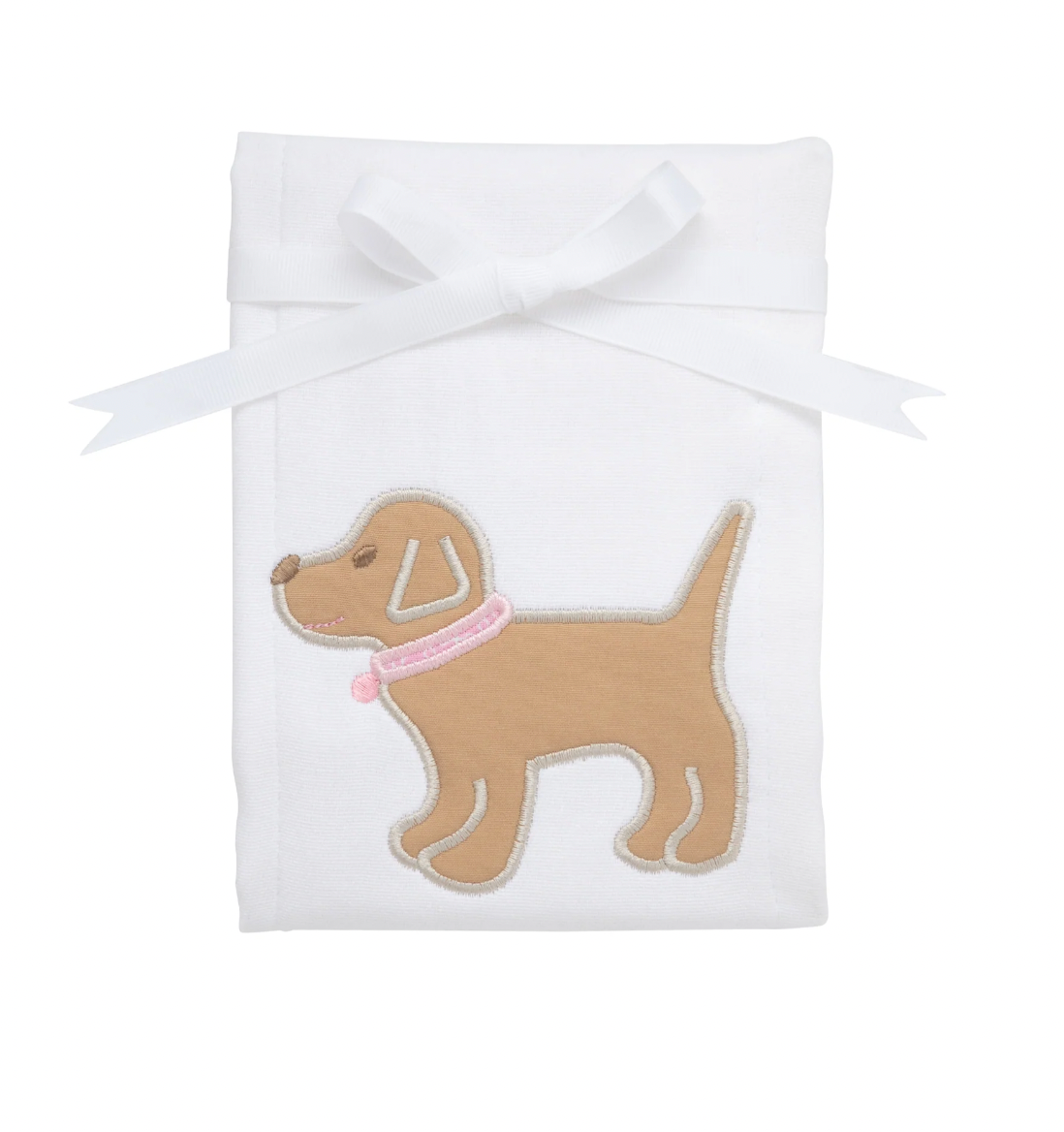 Puppy Applique Burp, Pink