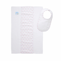 Bow Print Drooler Bib & Burp Set, Pink