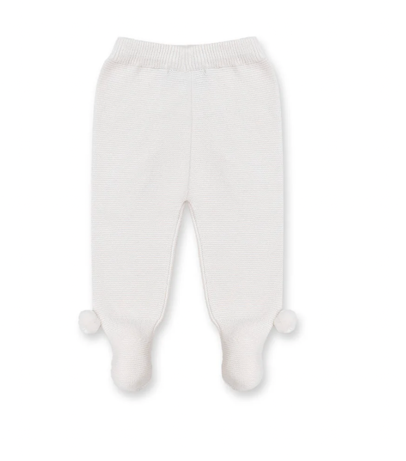 Pompom Knitted Pant Brest, White Celery