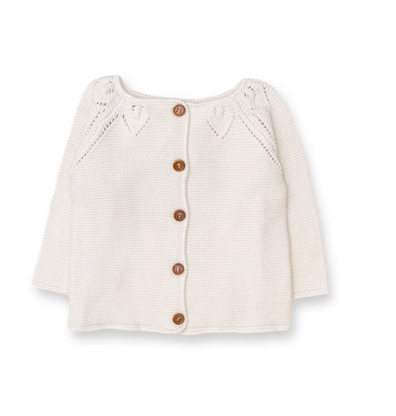 Andorra Knitted Cardigan, White Celery