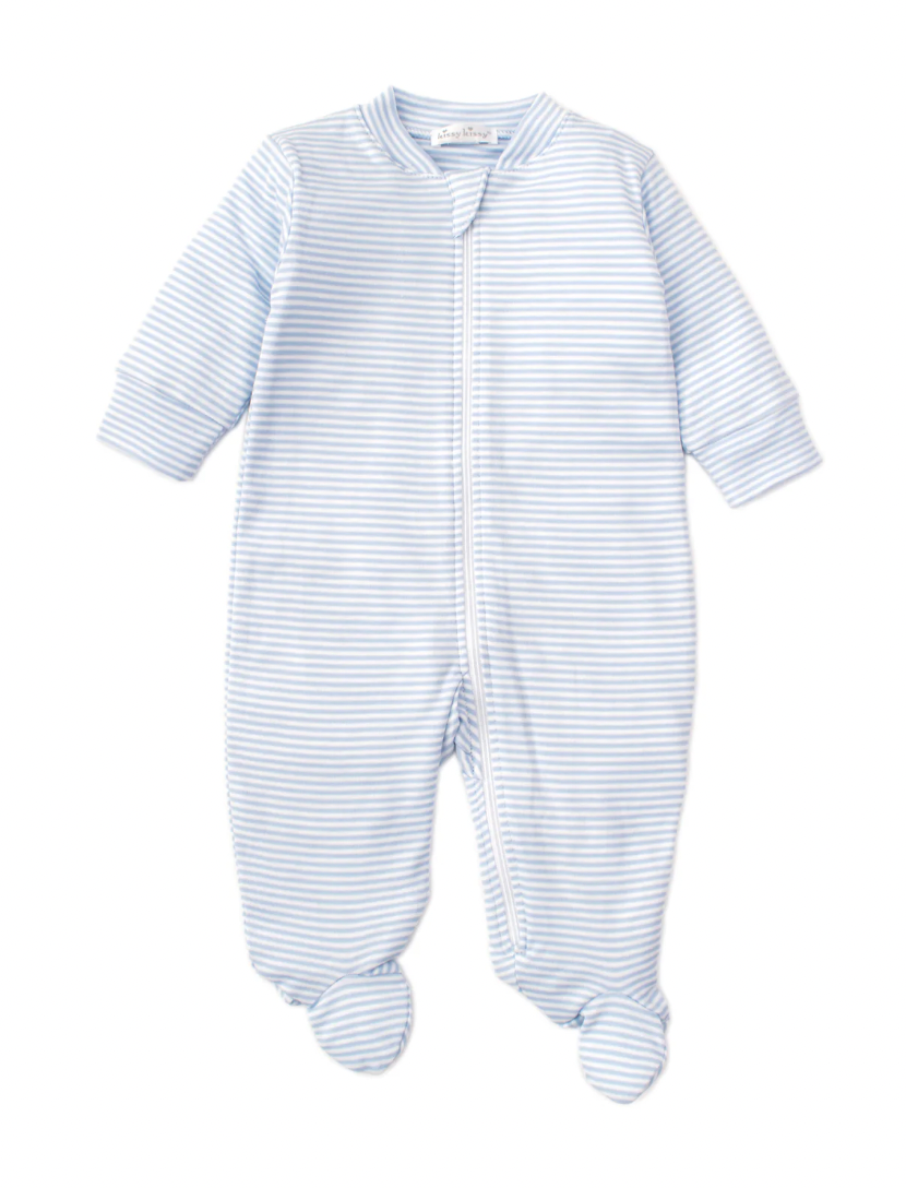 Simple Stripes Blue Pajama Zip Footie