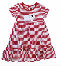 Red Stripe Bulldog Tiered Dress