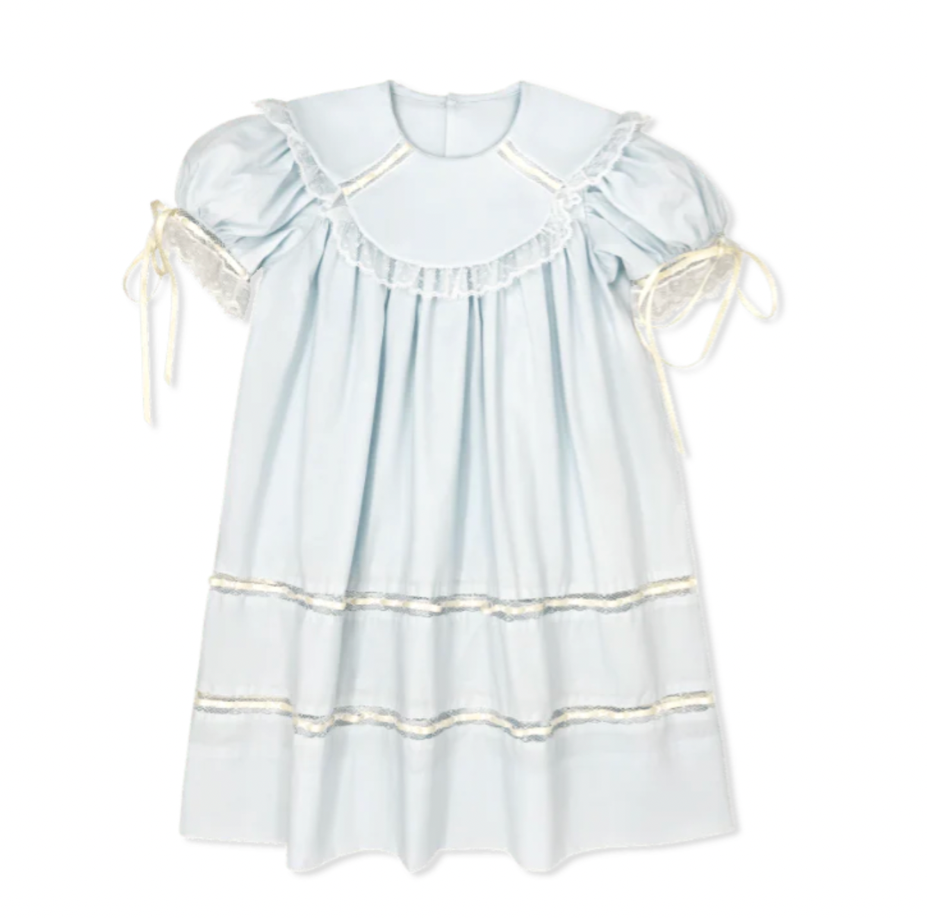 Donahue Dress - Blessings Blue with Ecru