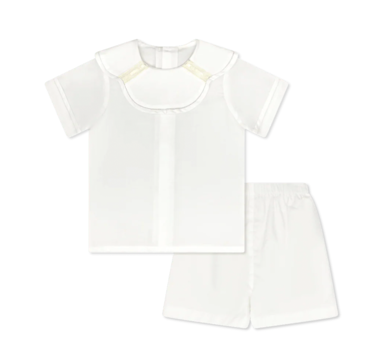 Owen Short Set - Blessings White with Ecru