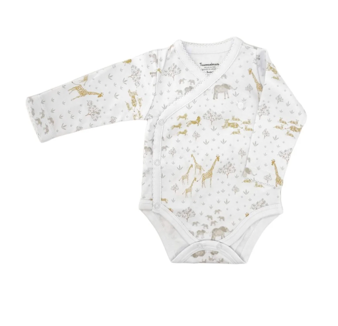 Safari Crossed Long Sleeve Bodysuit - White