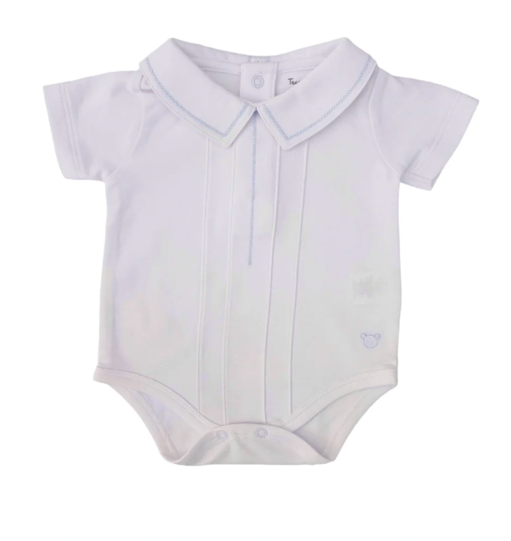 Body Joesph Short Sleeve - White and Light Blue